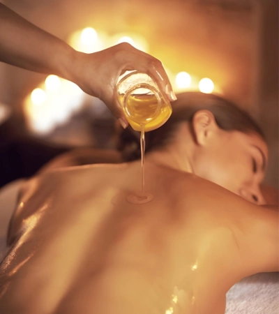 Luxury aroma therapy massage with soothing scents and essential oils