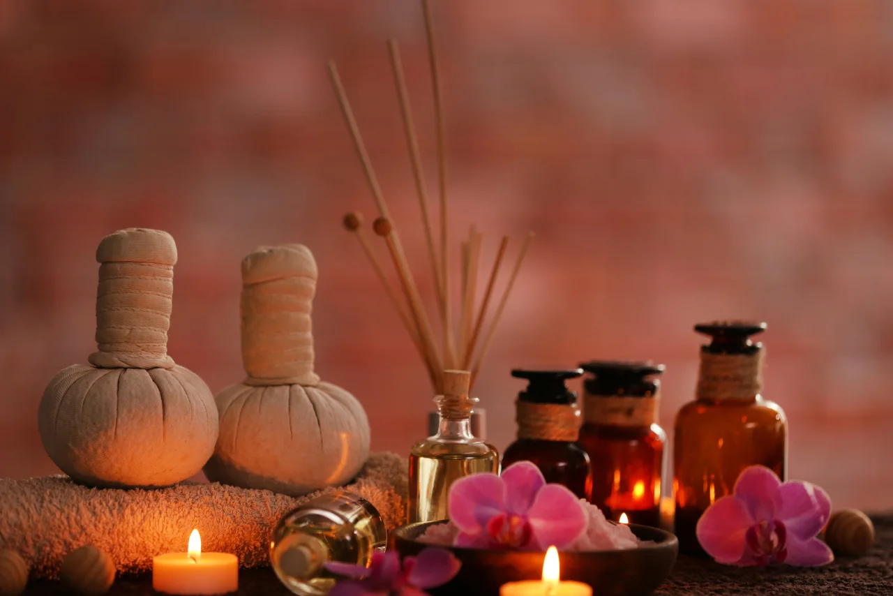 Luxury potli massage treatment using herbal compress for rejuvenation and wellness