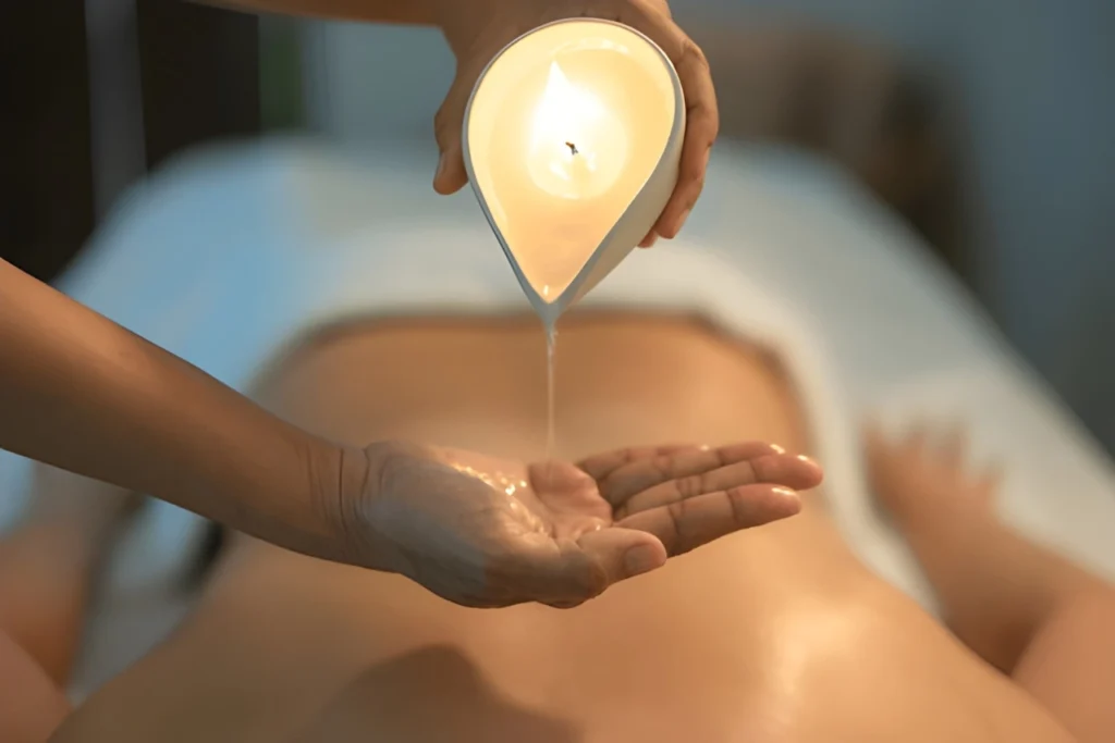 therapist doing hot oil massage